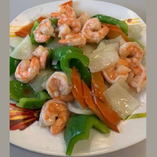 72. Shrimp with Green Pepper in Garlic Sauce